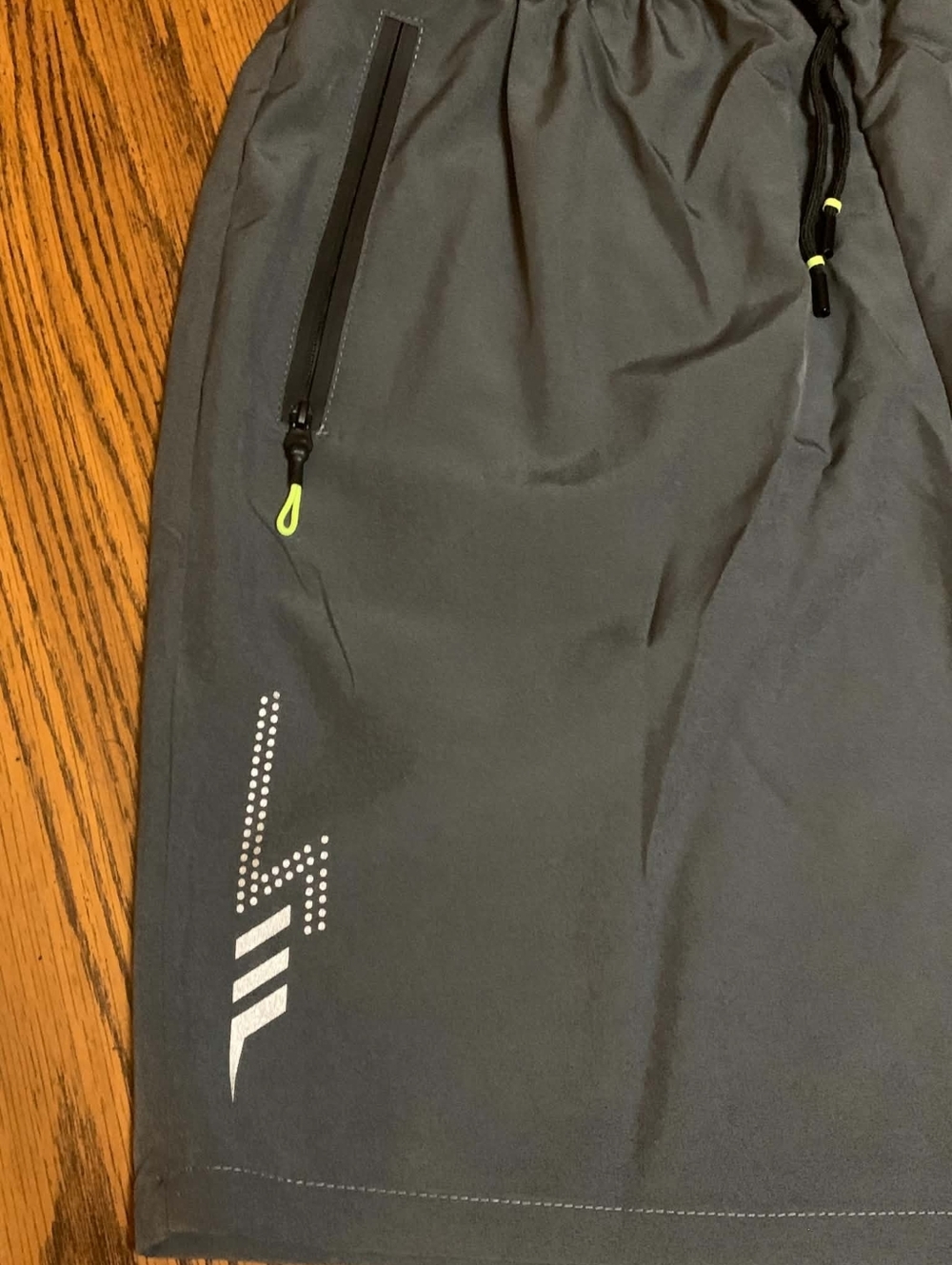 New Men's Gray Active Performance Shorts with Reflective Detail - Picture 5 of 6